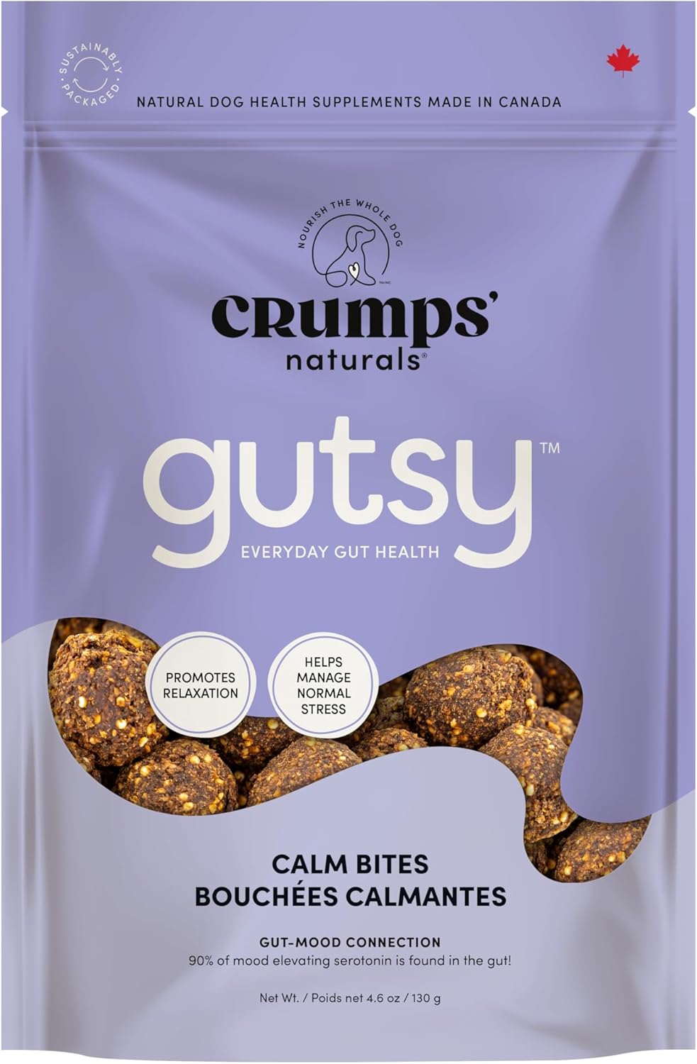 CRUMPS NATURALS Gutsy-Calm Bites 4.6oz/130g, Dog Treats, Supplements