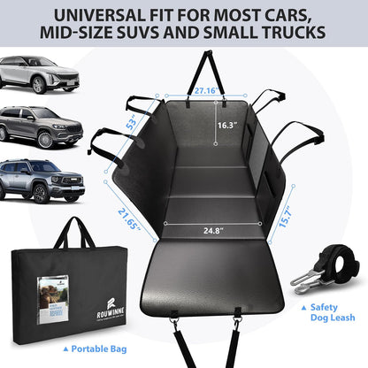 Back Seat Extender for Dogs-Upgraded PU Leather, Hard Bottom Dog Car Seat Cover for Back Seat, Anti-Scratch Backseat Extender for Dogs,Waterproof Dog Hammock for Car, SUV, 420lbs