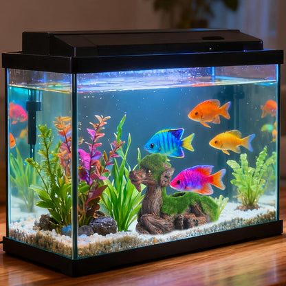 AnRui Resin Goat Fish Tank Decor Green Moss Aquarium Décor Thematic Ornaments for Cichlid, Small Fish, Shrimp to Play Hide Breed Habitat