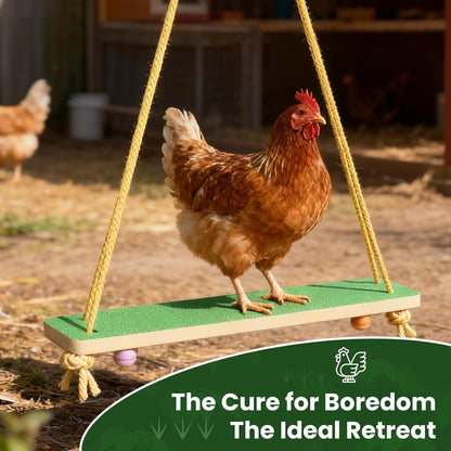 15.7-Inch Wooden Frosted Chicken Swing Perch Toy Natural Handcrafted Chicken Coop Accessory Chicken Enrichment Toy for Hens and Roosters(Yellow)