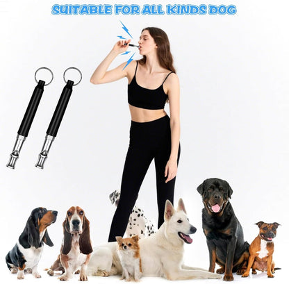 Dog Whistle - 2Pack Dog Whistle to Stop Barking Neighbor's Dog, Adjustable Ultrasonic Silent Dog Whistle,Helpful for Training Recall (Black with Lanyard)
