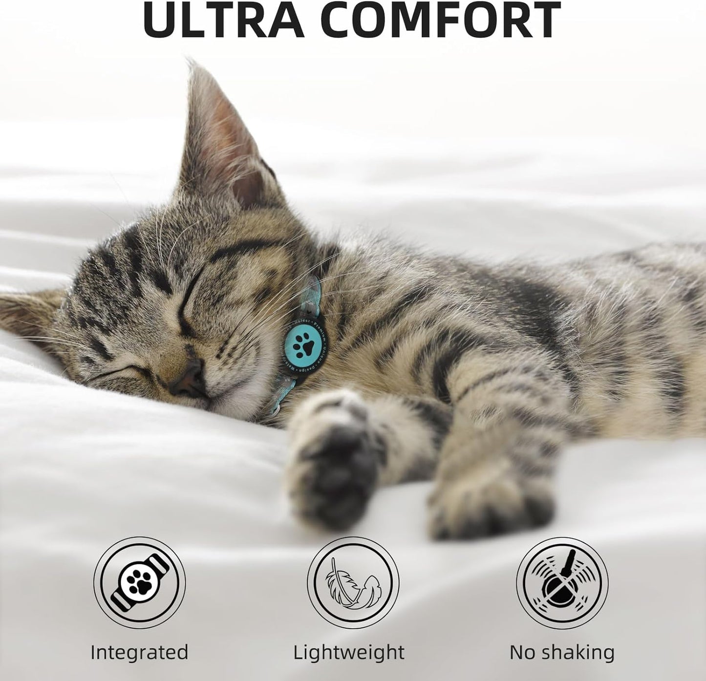 Waterproof Airtag Cat Collar, Reflective Cat Airtag Collar with Bell, Breakaway Cat Collar AirTag Holder, Lightweight Kitten Collar for Apple Air tag, Cat GPS Collars for Girl Boy Cats, Kitten (Teal)