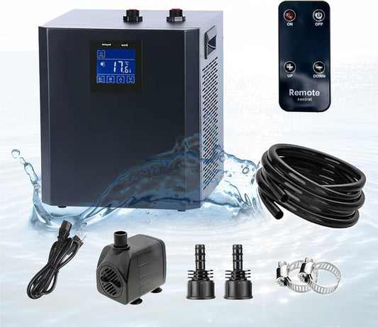 79 Gallon Aquarium Chiller, Fish Tank Chiller,1/3 HP Active Aqua Chiller for Axolotl, Aquarium Cooler with LED Display, Pipe, Water Pump, Remote Control