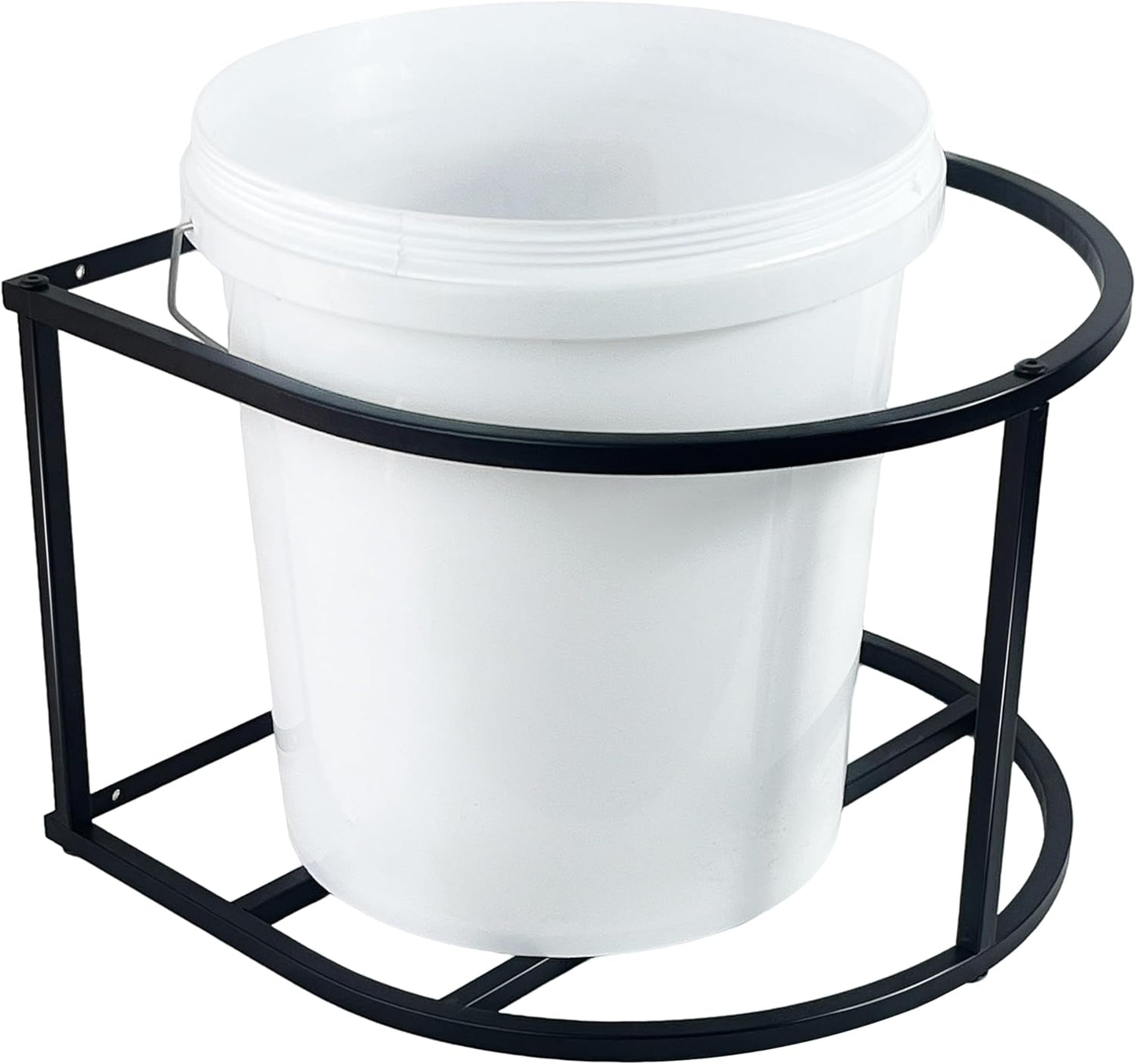 2 Pcs Horse Feed Pail Wall Mount,Heavy Duty Metal Wall Mount Water Bucket Holder for Horses Feed,Barn,Farmhouse Supplies(5 Gallon,Black)