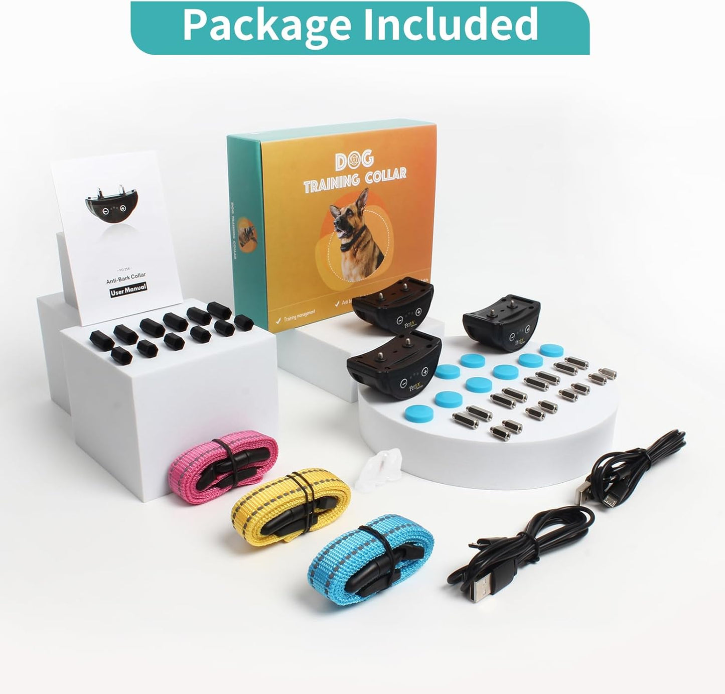 PetJoy Dog Bark Collar, Automatic Barking Collars, Bark Shock Collar with 5 Adjustable Levels of Sensitivity, Barking Training Collar IPX7 Waterproof, Bark Collar 3 Packs