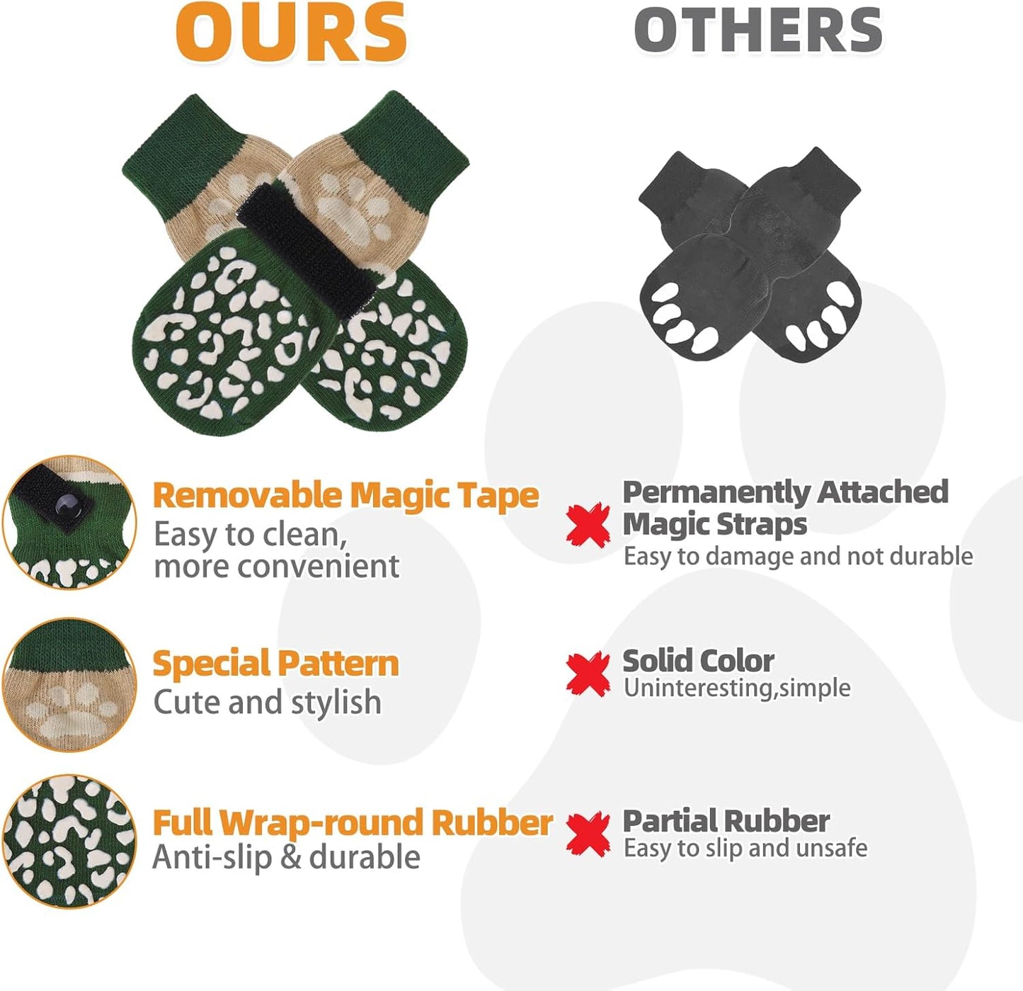 KOOLTAIL Dog Socks for Hot/Cold Pavement to Prevent Licking Paws for Hardwood Floors,Anti Slip,Pet Boots&Paw Protector with Grippers,Puppy Shoes Booties for Small Medium Large Senior Dogs