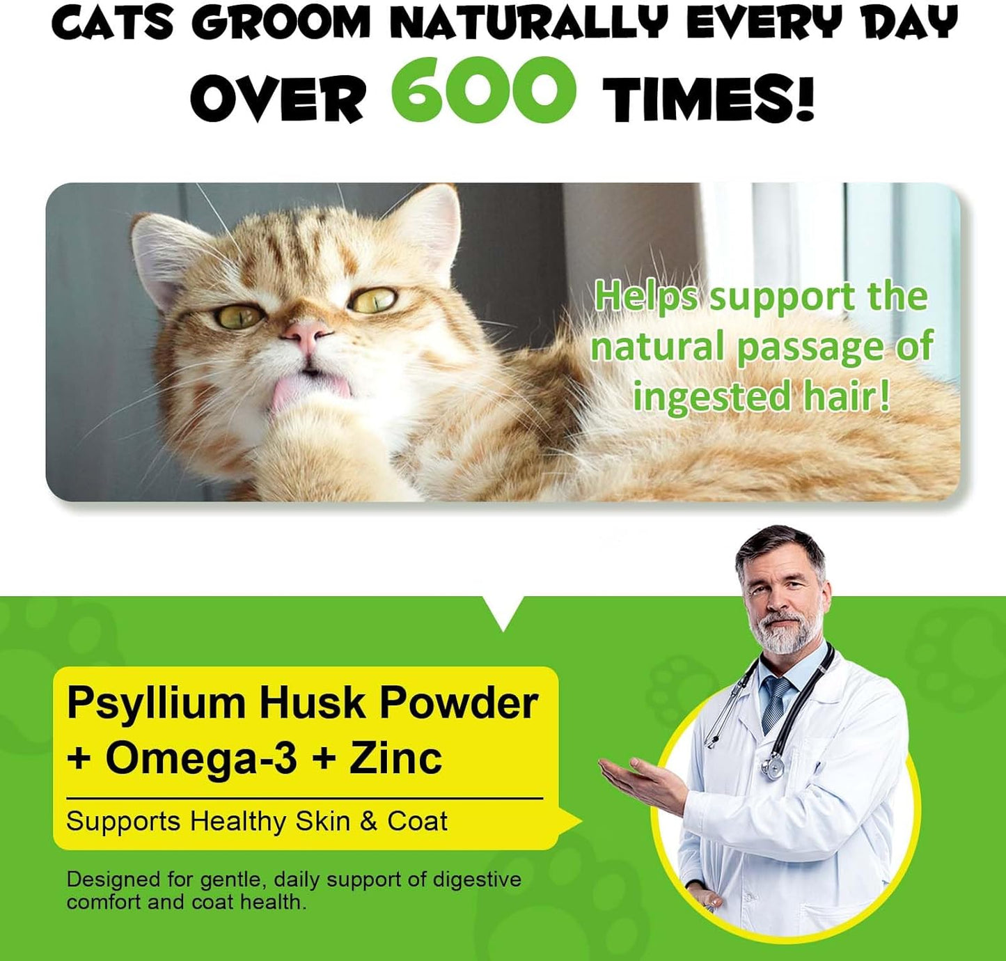 Hairball Control Cat Treats - Cat Hairball Remedy & Relief for Cats - Cat Hairball Control with Psyllium Seed Husk and Vitamins, Promotes Skin & Coat, Digestive, Urinary Health