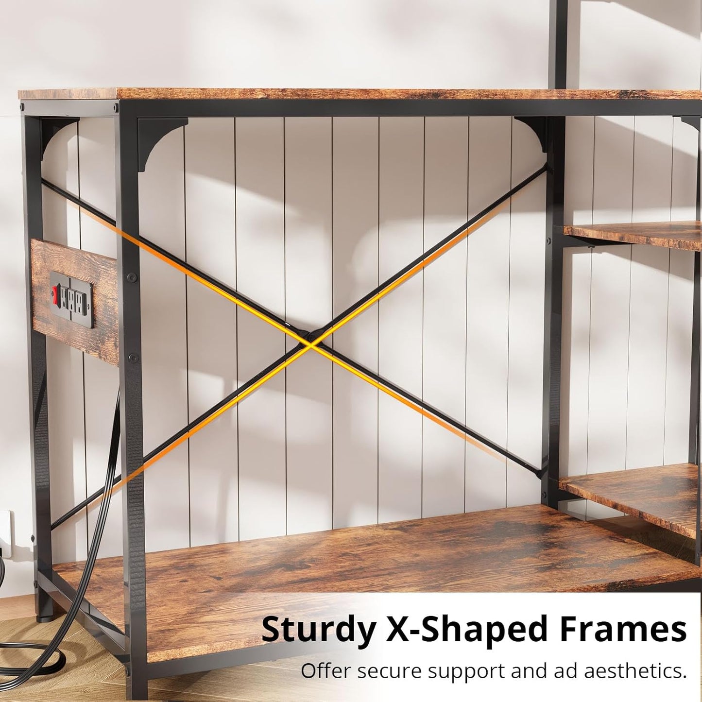 VOWNER 20-29 Gallon Fish Tank Stand with Power Outlet, Wood Aquarium Stand with Shelves for Fish Tank Accessories Storage, Heavy Duty Metal Frame, Turtle Reptile Terrarium Stand, Load 500lb, Brown