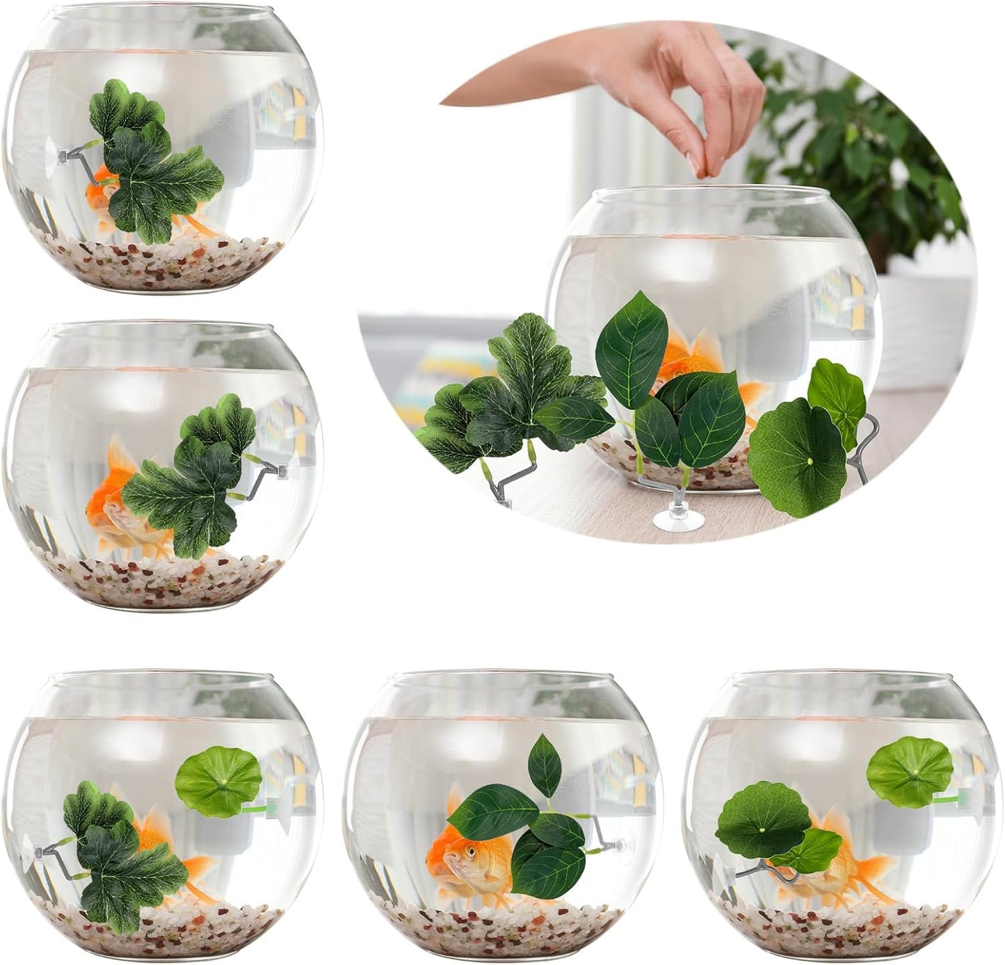 6 PCS Betta Fish Hammock Betta Leaf Aquarium Décor Simulating the Natural Habitat Fish Tank Accessories Multi Leaf Design with Suction Cup for Sleeping Resting Hiding Playing Breeding(Various Shapes)