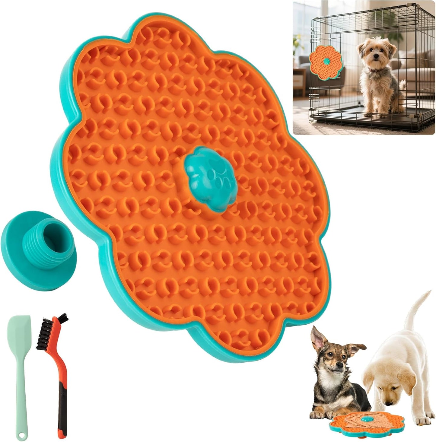 2 in 1 Lick Mat for Crate Training, Dog Slow Feeder Anxiety Relief Enrichment Pad with Suction Cups, Dishwasher Safe, BPA-Free Silicone for Small & Medium Dogs, 1 Pack