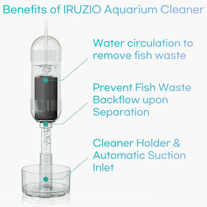 Aquarium Cleaner 2in1 - Large V2 (Water Depth 13.8–23.6 in) | Substrate Surface Debris Vacuum | Air-Lift Suction | Near-Zero Water Loss | Quiet 45–50 dB