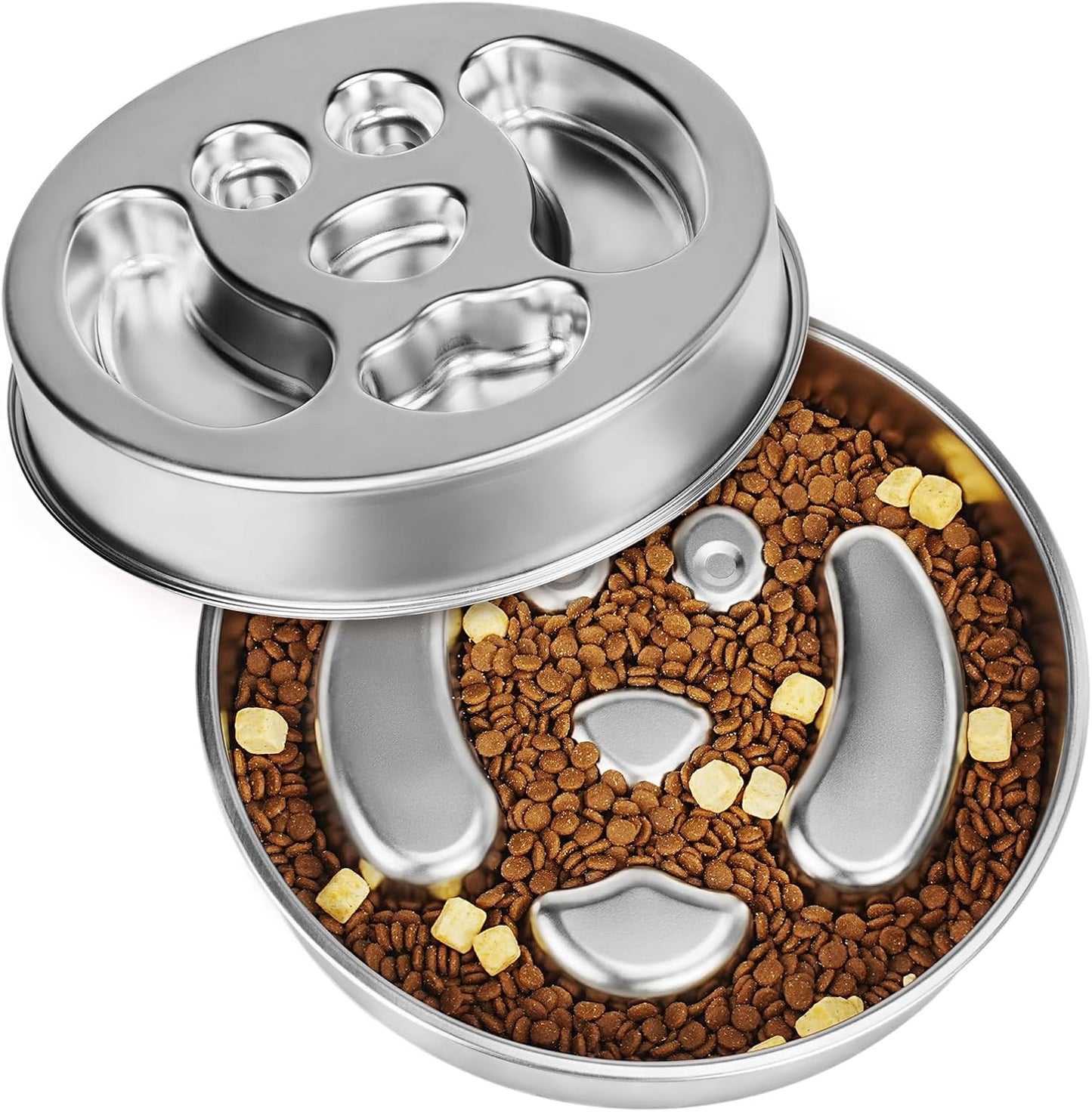 Stainless Steel Slow Feeder Dog Bowl – Anti-Gulping Puzzle Bowl for Small & Medium Dogs, 2-Cup Capacity Pet Feeding Dish, Helps Reduce Bloat & Improve Digestion