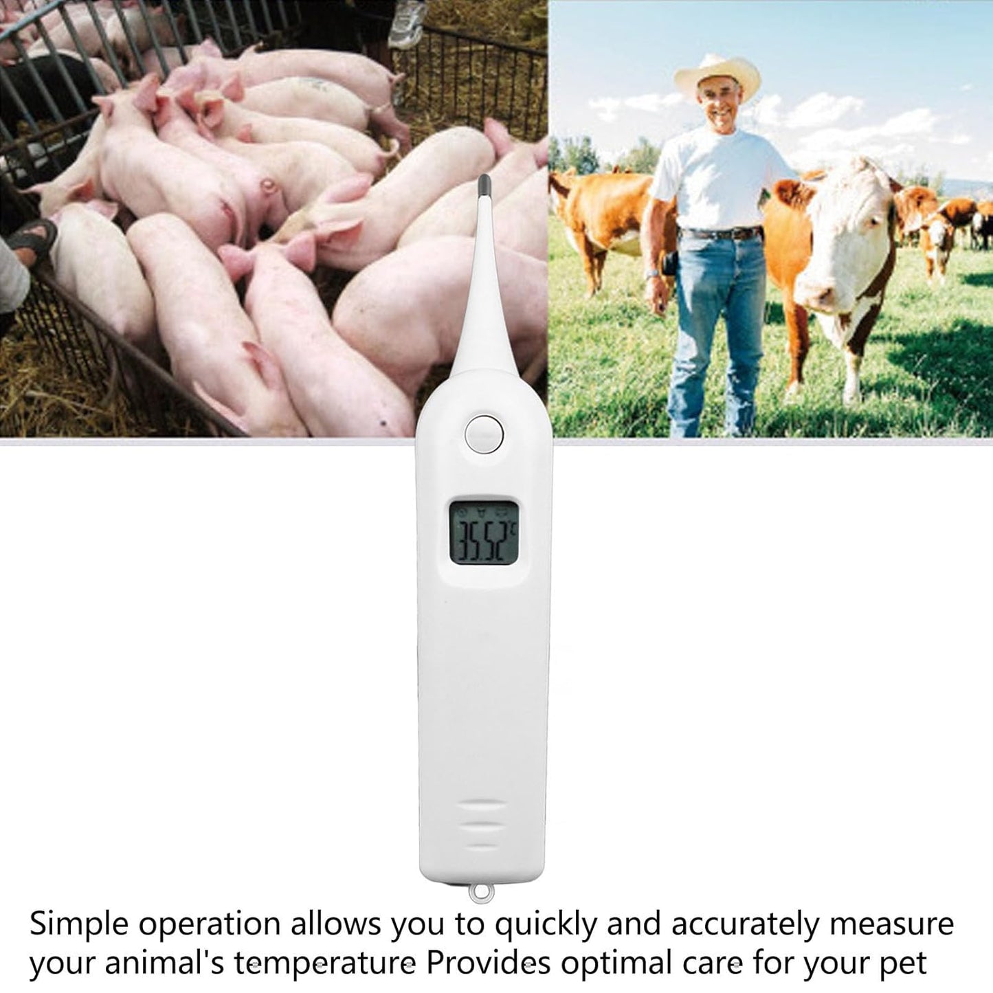 Pet Thermometer Dog Thermometer, Non Digital Pet Thermometer for Dogs Fast Digital Veterinary Thermometer Cat and Dog Ear Temperature Monitor