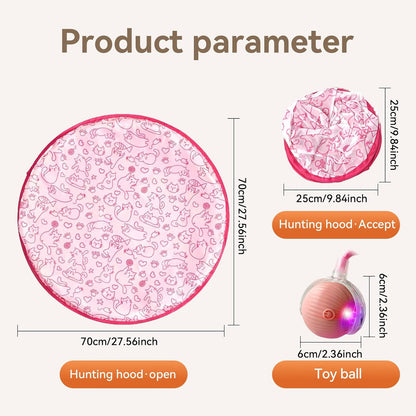 Upgraded Rechargeable Interactive Cat Toy Ball with Hunting Cover - Smart Automatic Rolling, Obstacle Avoidance, Indoor Exercise for Cats to Release Energy & Instincts (Pink)
