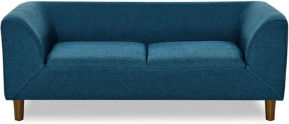 39" Dog Couch Bed, Comy Linen Fabric Pet Sofa with Backrest and Armrests, Elevated Dog Chair with Wooden Legs for Dogs and Cats, Easy to Clean (Blue)