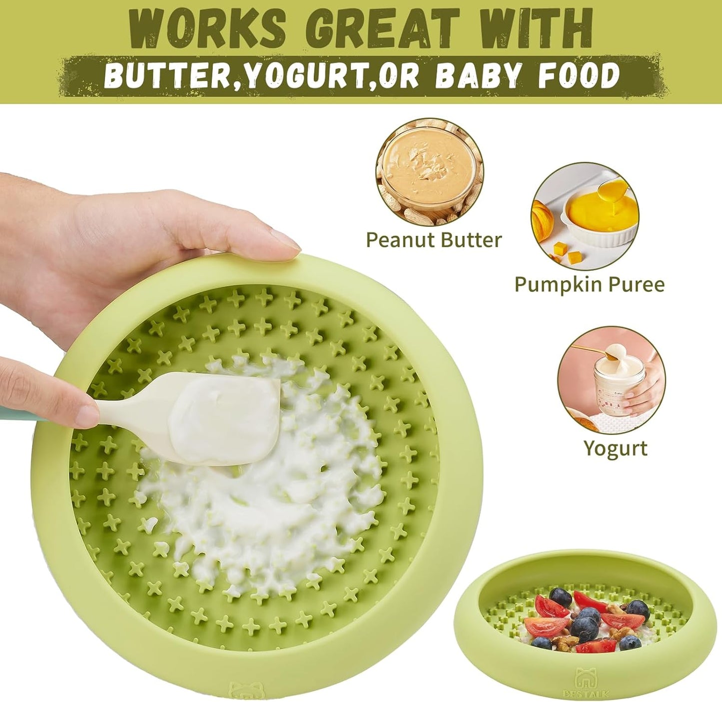 Dog Lick Bowl, Bestalk Anxiety Relief Slow Feeder Dog Lick Mat Treat Dispenser, Non-Slip Licking Bowl Enrichment Toys, BPA Free Silicone, Dishwasher Safe