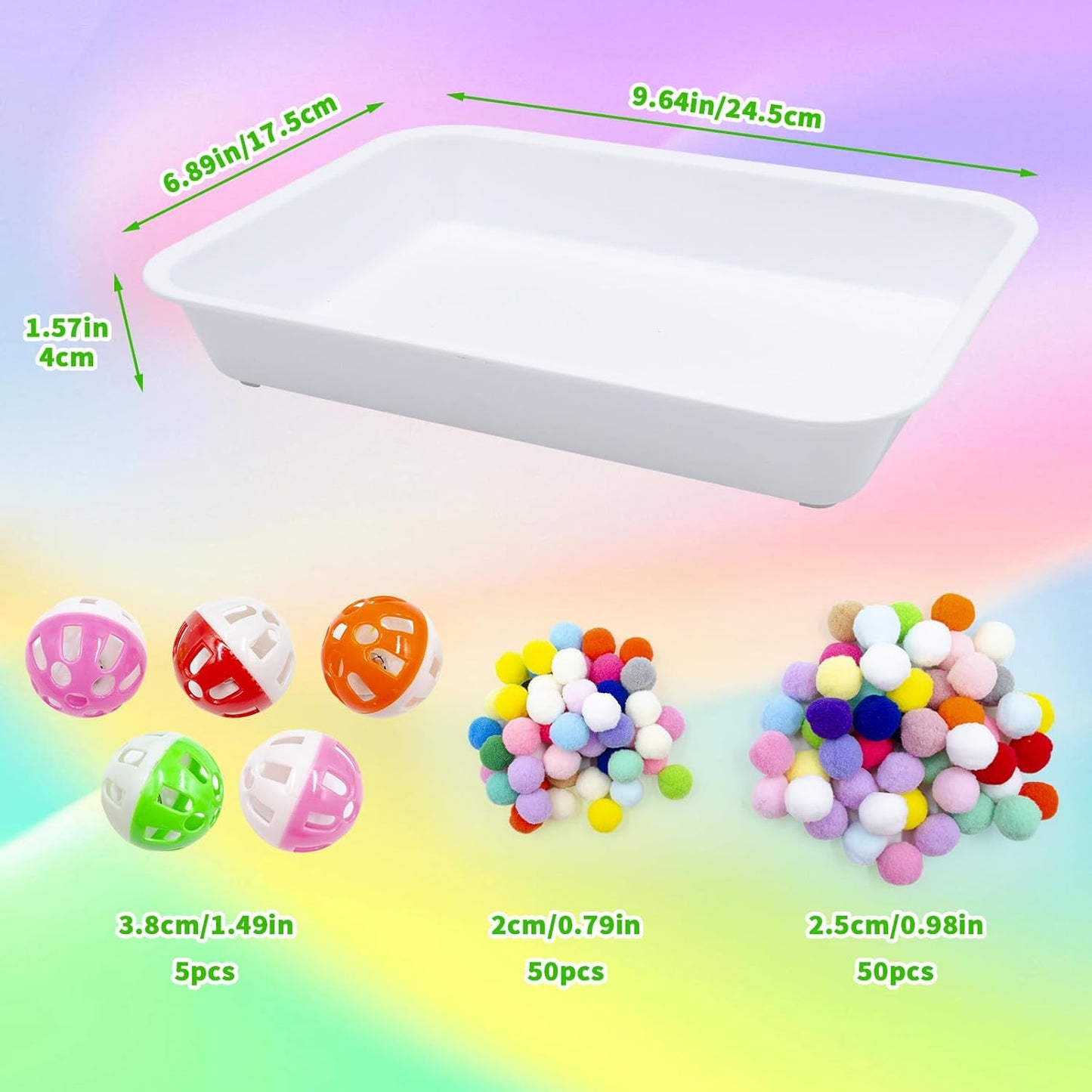 Dig-Box Tray for Hedgehog, Dig Box with Multicolor Furry Ball Toys, Hedgehog Accessories, Toys for Hedgehogs, Sugar Gliders, Hamster, Kitten and Other Small Animals