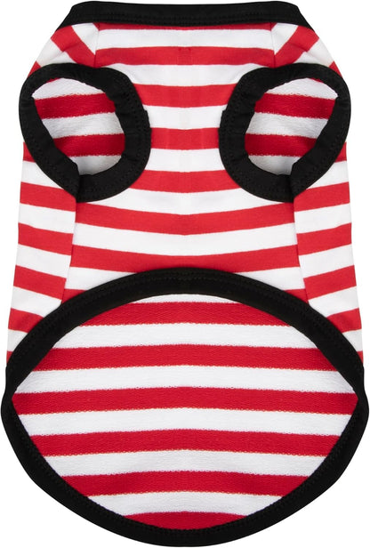 Paiaite Dog Striped Sleeveless Tank Top - Colorful Cotton Pet Apparel for Small & Medium Dogs in Happy Red