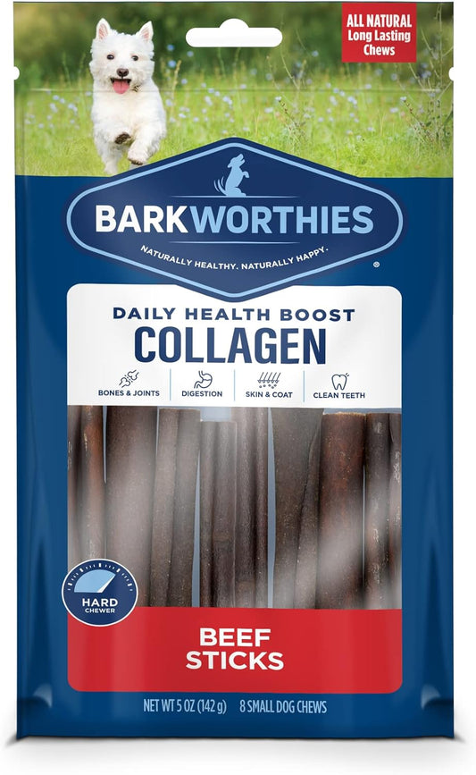 Barkworthies Plain Collagen Sticks - 6 Inch 8 Count (Pack of 1) - Long-Lasting, Single Ingredient