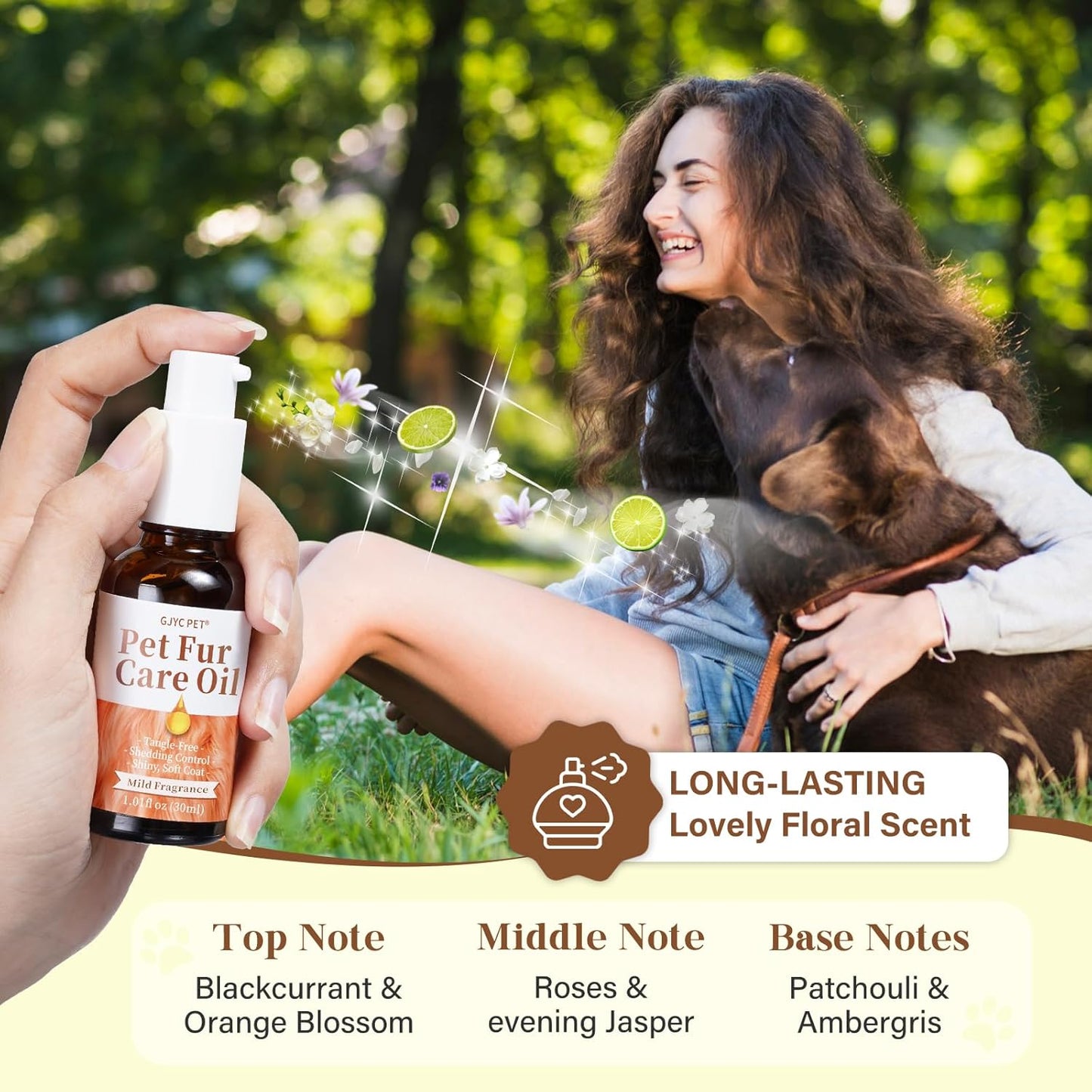 Pet Fur Care Oil - Tangle Remover, Shiny & Silky Coat, Soothing Skin Protection with Collagen and Natural Oils - Leave-in Formula for Dogs and Cats - 1.01 fl. oz