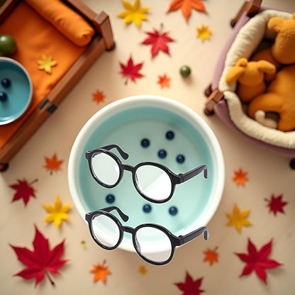 2Pcs Black Pet Dog Cute Glasses Clear Lens Retro Glasses Photo Props Transparent Cat Sun Glasses for Small Dogs Cats Cosplay Costume