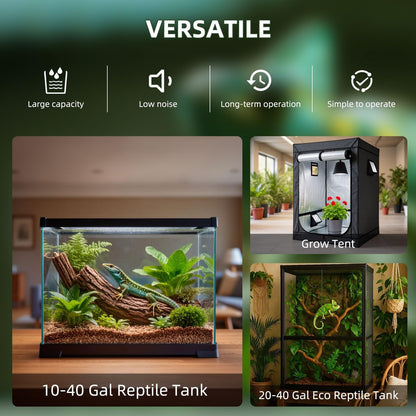 Coospider 3.8L Reptile Fogger Mister, Quiet Reptile Humidifier for Reptiles Tank, Terrarium Humidifiers with Extended Tube, Automatic Reptile Misting System for Reptiles Amphibians Herps Vivarium