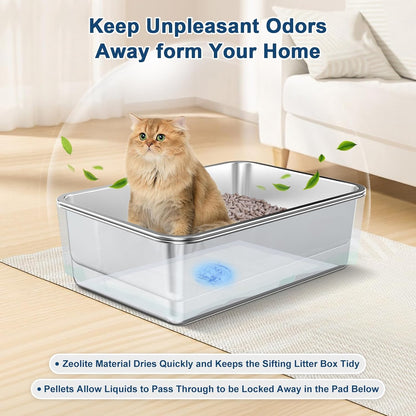 Zeolite Cat Litter Pellets 5 LBs, Generic Litter Pellets Refills for Dual-Layer Stainless Steel Litter Box Systems, Long-Lasting Odor Control, Non-Clumping, Low Dust & Tracking, Pack of 2