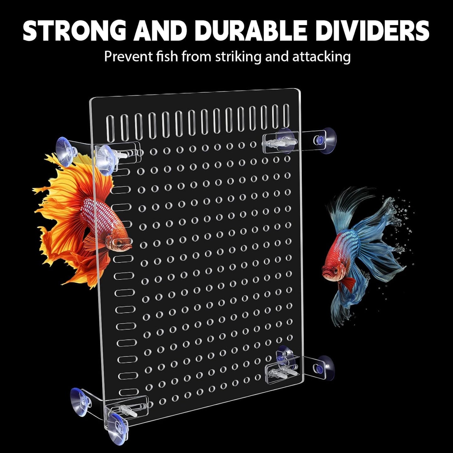 Nuanchu 4 Set Acrylic Fish Tank Divider 11.4 x 9.75'' Aquarium Divider Kit Splicable Flexibly Aquarium Divider with Suction Cups Accessories Splicing Board for 30/40/50/65/75/90/125/150 Gallon Tank