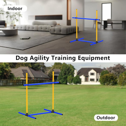 Adjustable Dog Agility Jump Set – Training Hurdles with Height Adjustable Bars, Portable Design with Carry Bag for Indoor & Outdoor Agility Courses (A-Jump Pole-1)
