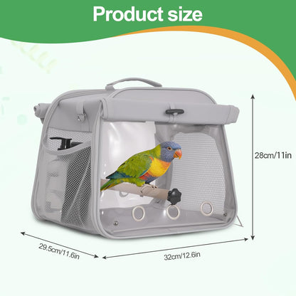 Portable Small Bird Travel Cage Carrier, Parrot Parakeet Cockatiels Bird Travel Cage, Lightweight Travel Bird Cage with Stand and Easy Clean Tray