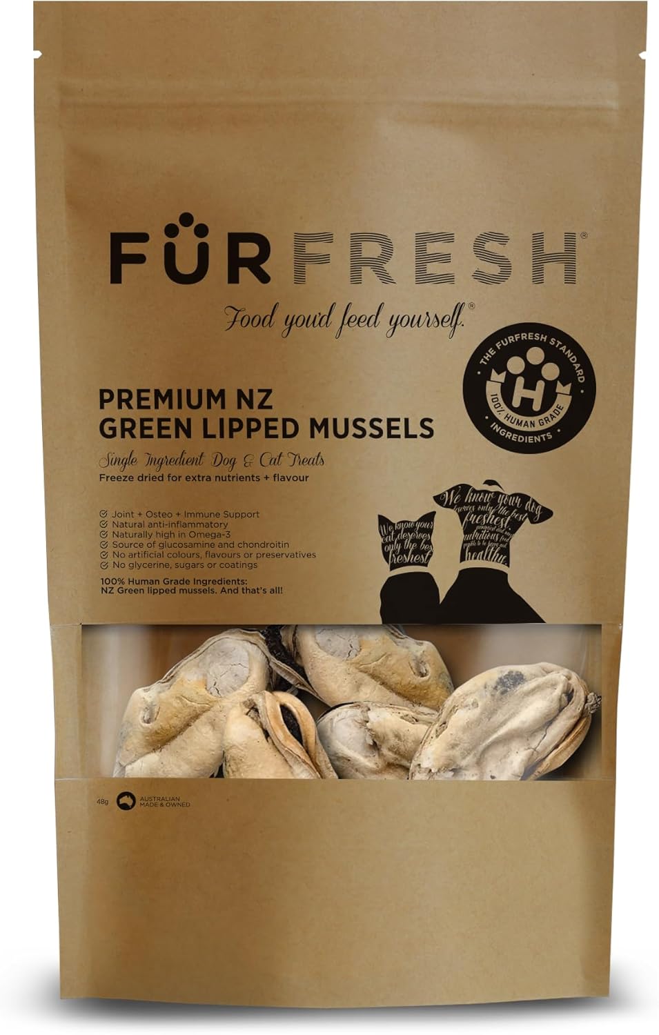 Freeze Dried New Zealand Green Lipped Mussels Healthy Dog & Cat Treats - Single Ingredient, No Artificial Colours, Additives, or Preservatives | Omega-3 | Joint & Hip Health | Grain Free