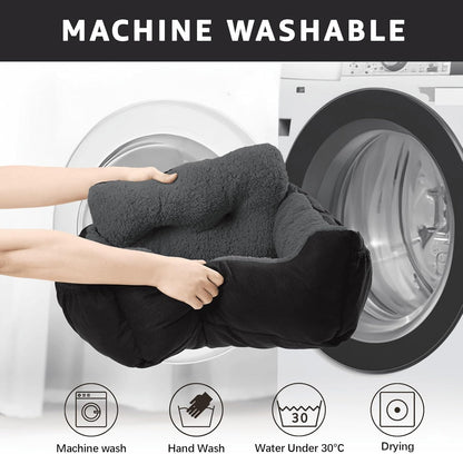 Dog Car Seat for Small Dogs,Washable Pet Booster Seats for Car with Clip-On Safty Leash, Reversible Puppy Carseat with Storage Pockets, Travel Carrier Bed for Dogs Under 25 lbs, Dark Grey