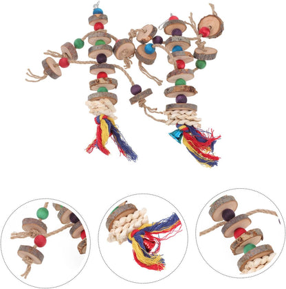 2pcs Wooden Parrot Chewing Toys Bird Nibbling Plaything for Cage Essential Pet Supplies for Healthy Activity Fun Portable Chew Toy for Birds
