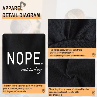 Discover Cozy Cotton Canine Wear: Soft, Lightweight, and Breathable Dog Shirt Vest with Eye-Catching Graphics(Nope not Today), Keeping Your Furry Friend Warm and Comfy! Black M