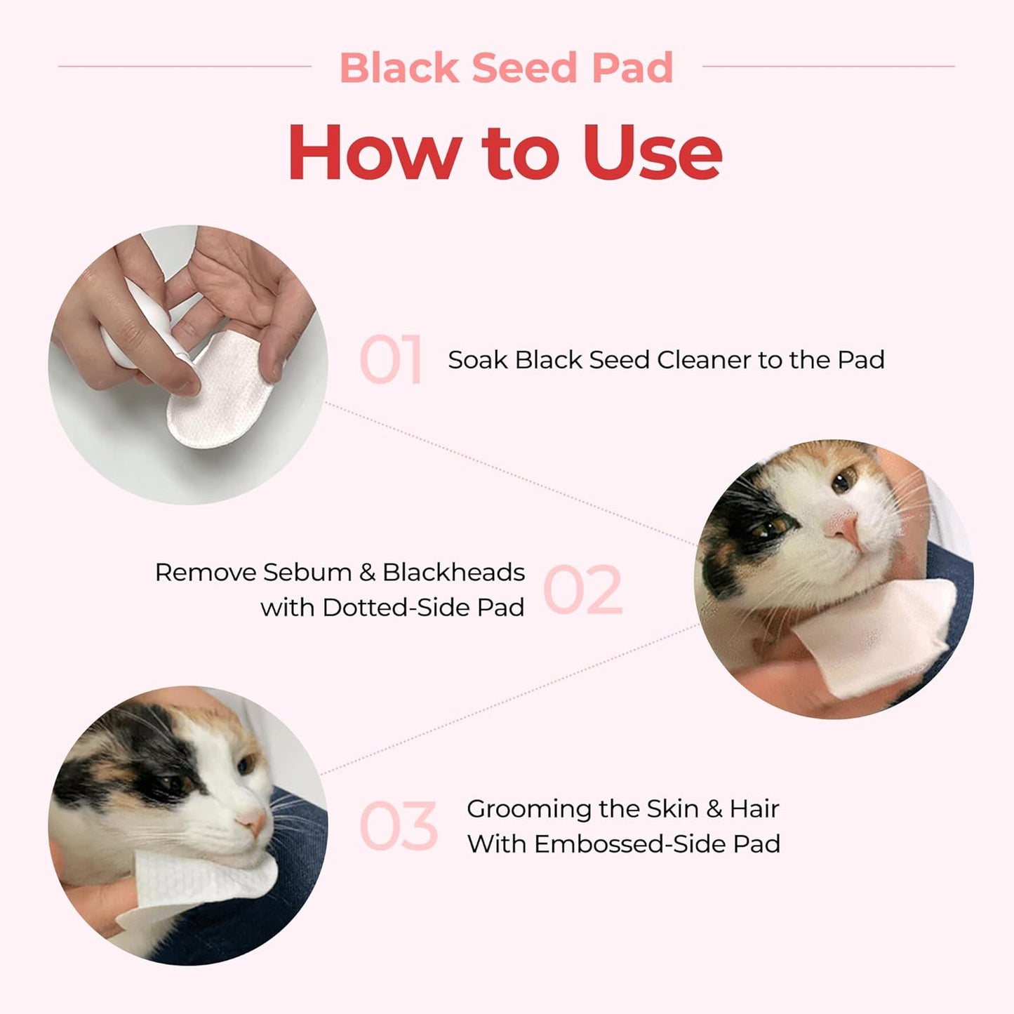 JAYU PET Black Seed Pad - Dry Cat Chin Acne Pad, Double-Sided Dry Pads for Removing Blackhead, 30pcs