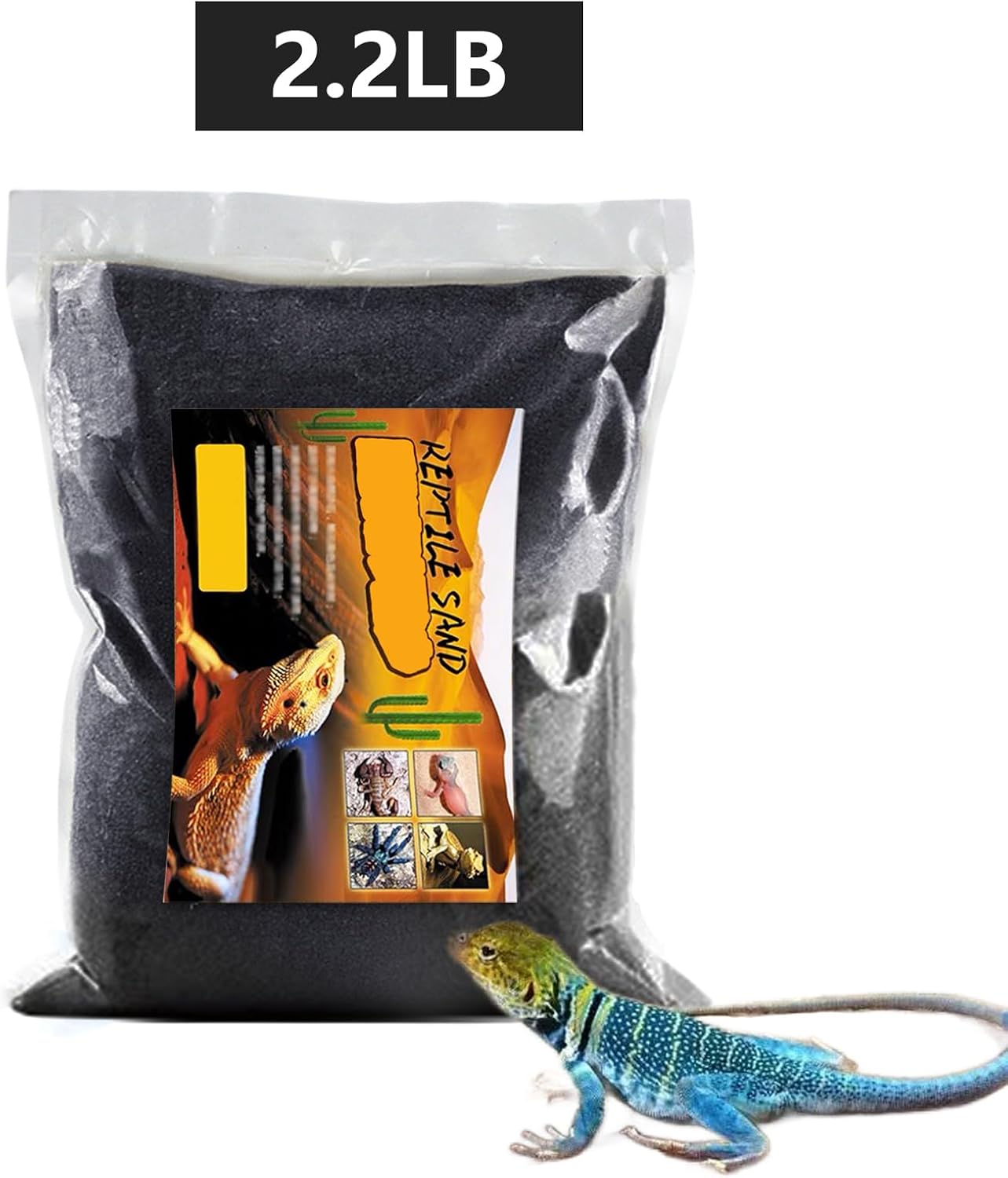 BNOSDM Reptile Sand Bearded Dragons Substrate Sands Lizard Terrarium Bedding Desert Blend for Snakes Geckos Chameleon Tortoise Frogs Scorpion Invertebrates Amphibian 2.2lb (Black)