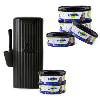 Cat Litter Disposal System for Odor Control, Hands-Free Patent Structure Litter Trash Can Kit & 4 Pack Cat Litter Refill Bags