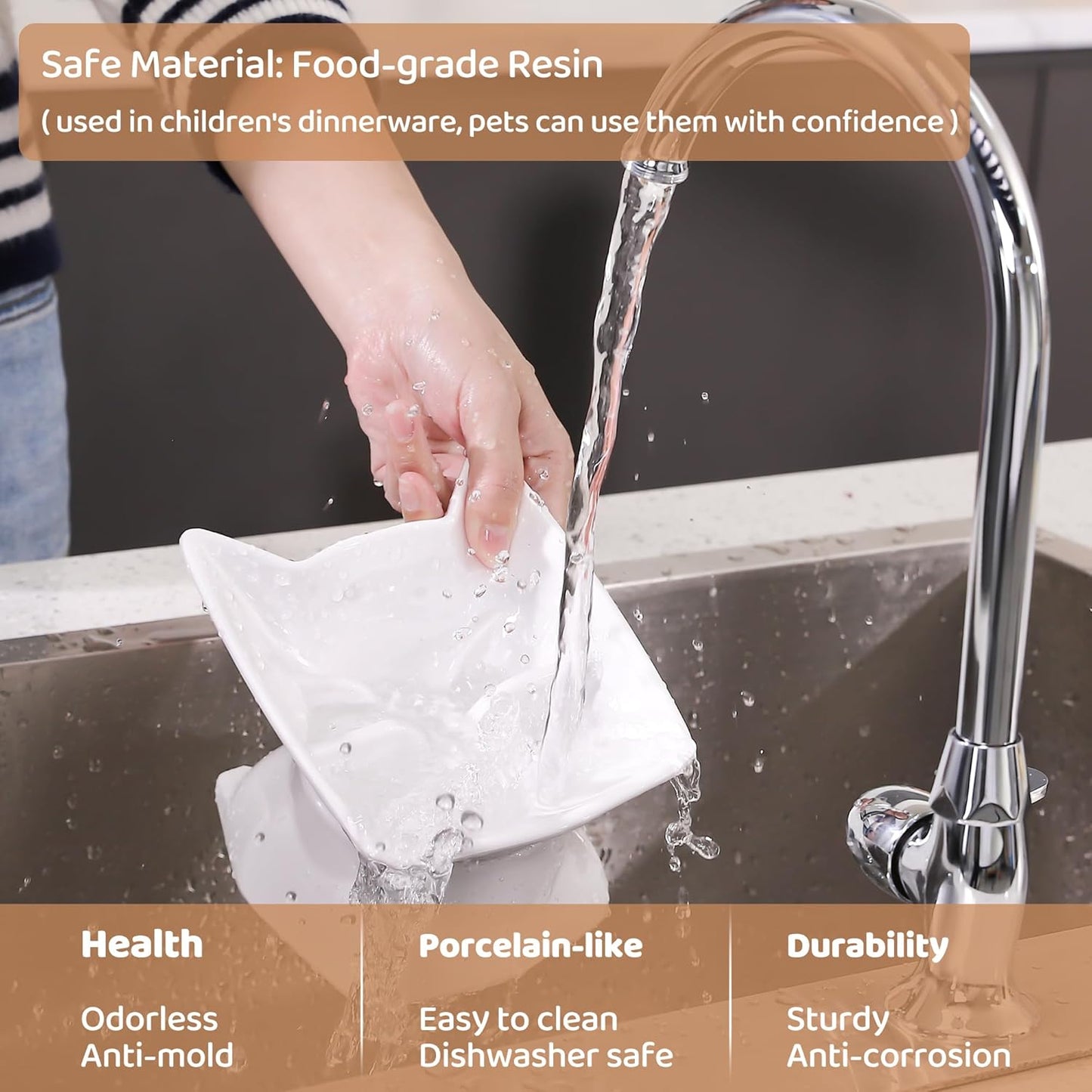 Small Elevated Slow Feeder Cat Bowl,Cute Tilted Detachable Cat Slow Feeder Food Bowls,Anti Vomiting Raised Pet Bowl for Dry and Wet Food,Whisker Friendly,Suitable for Cats & Small Dogs,White