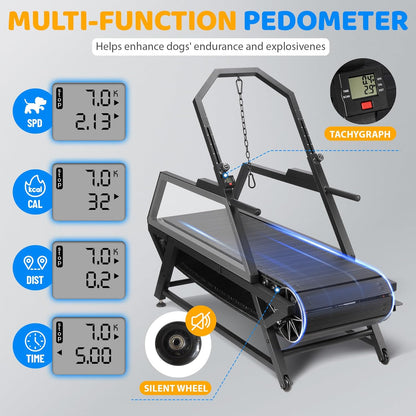 Dog Treadmill for Large Dogs, Medium Dogs with Brake, Dog Slatmill,Non-Electric Treadmill for with Step Counter, Adjustable Incline & Brake, Keep Active and Fit, Up to 300LBS
