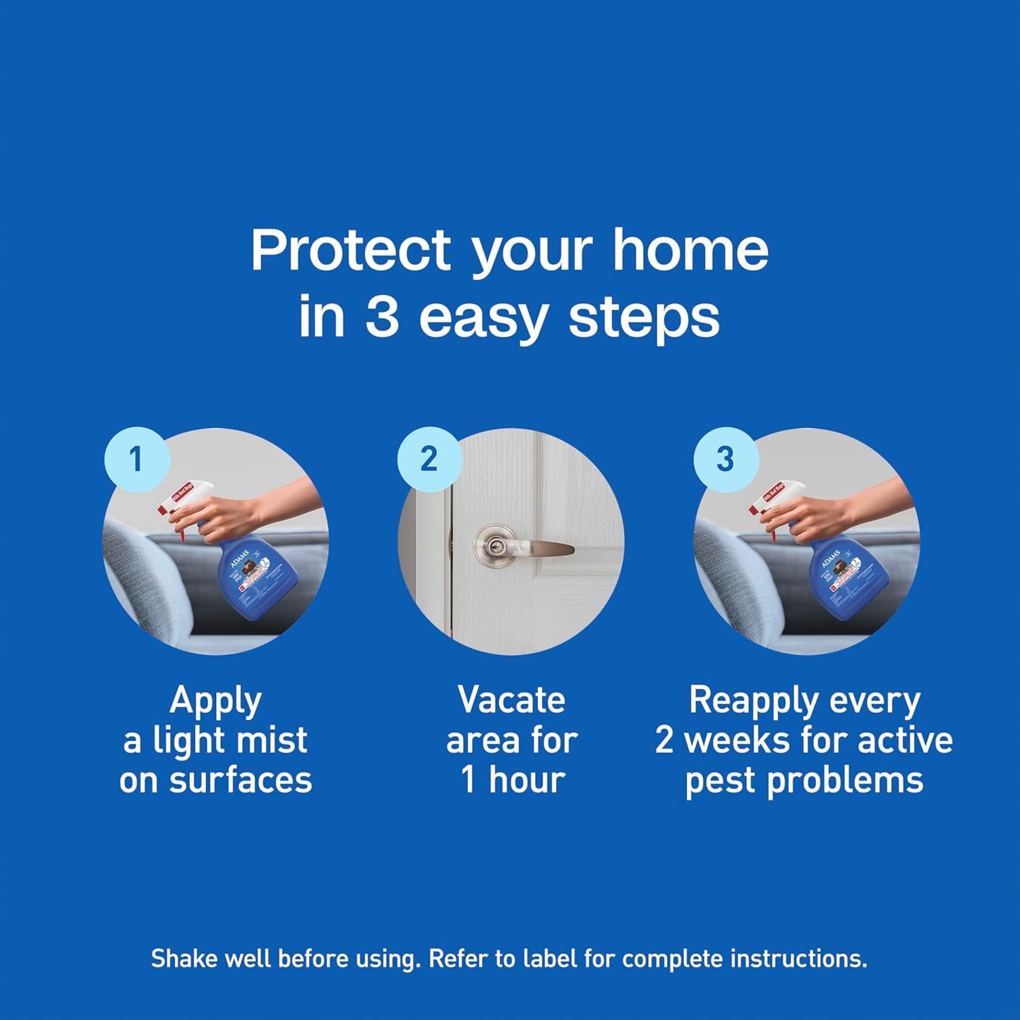 ADAMS Flea & Tick Home Spray, Kills Fleas, Flea Eggs, Flea Larvae, Bed Bugs, Ticks, Ants (Except Carpenter, Harvester, Pharaoh & Fire Ants), Cockroaches, Spiders, & Mosquitoes In The Home, 24 Fl Oz