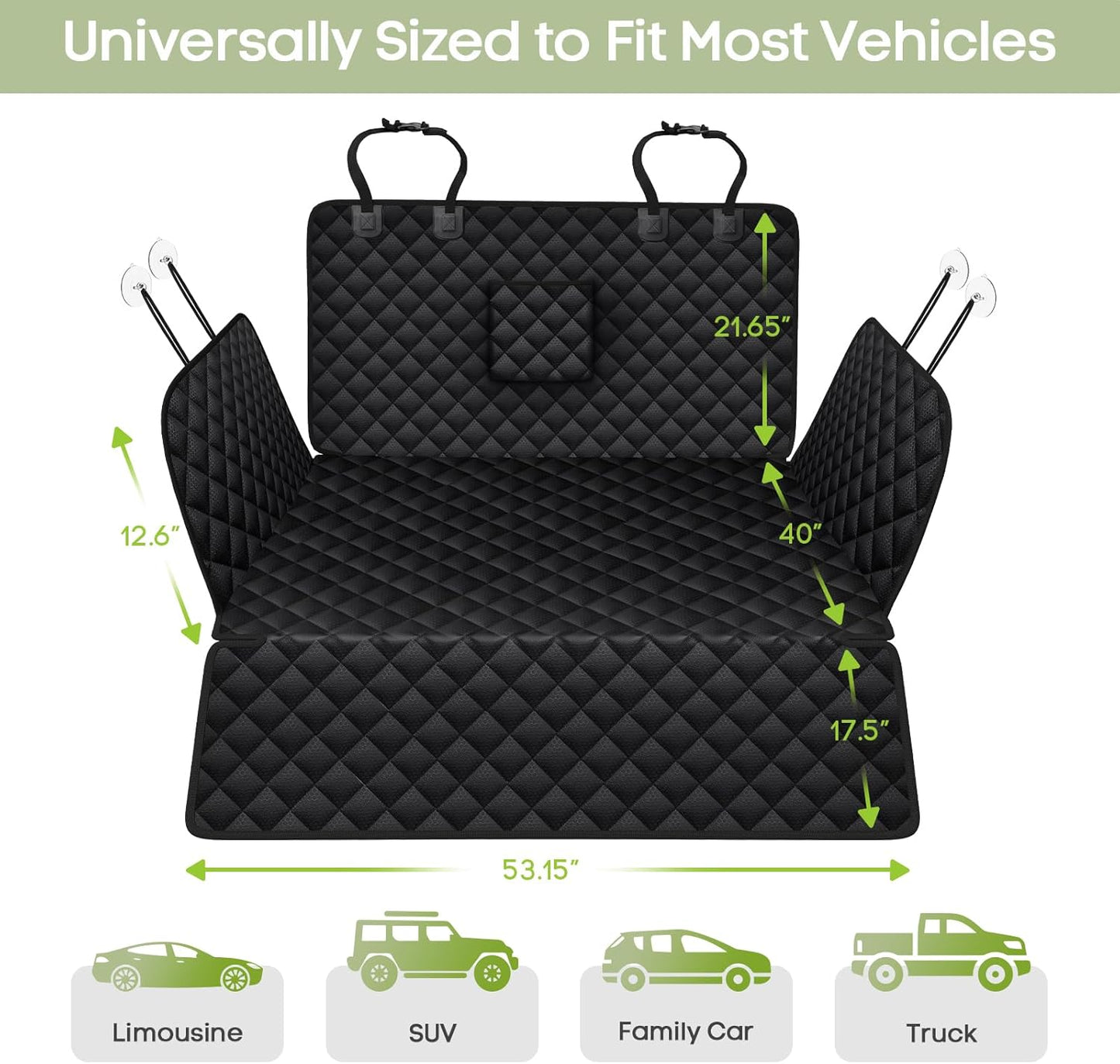 SUV Cargo Liner for Dogs, Waterproof Pet Cargo Cover with Bumper Flap Protector, Scrachproof Non-Slip Dog Seat Mat for SUVs Sedans Vans, Large Size Universal Fit