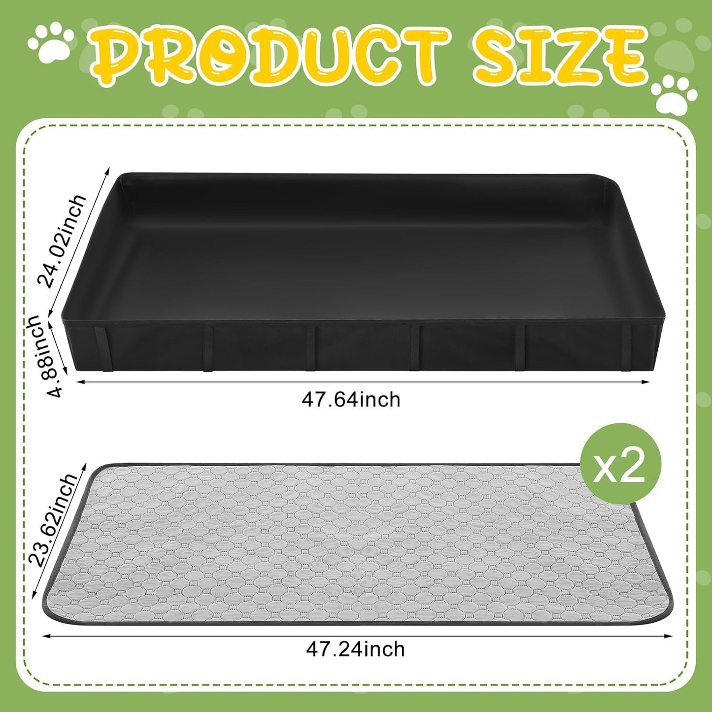 1 Pcs 24 x 48 in Guinea Pig Cage Liner with 2 Pcs Waterproof and Washable Pee Pads, Guinea Pig Bedding, Tarp Bottom Base for Small Animals Bunny Hamster Hedgehog Ferret