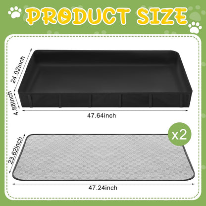 1 Pcs 24 x 48 in Guinea Pig Cage Liner with 2 Pcs Waterproof and Washable Pee Pads, Guinea Pig Bedding, Tarp Bottom Base for Small Animals Bunny Hamster Hedgehog Ferret