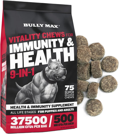 Bully Max Vitality Dog Chews and Puppy Soft Chews Bundle for Total Support with Daily Vitamins for Puppies and Adult Dogs – Including Immune, Joint, Skin, Coat, Digestion, and Development Support