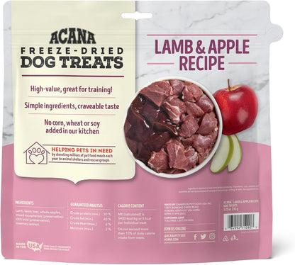 ACANA Singles Grain Free Dog Treats Limited Ingredients & Freeze-Dried Lamb & Apple Recipe 3.25oz Bag