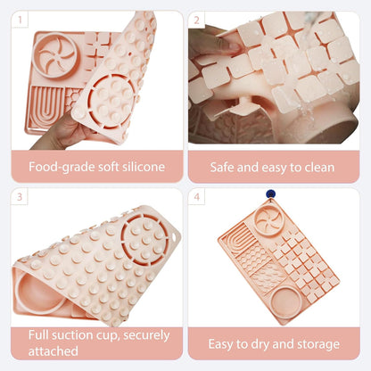 Silicone Licking Mats 6 in 1 for Dogs Cats - Slow Feeder Mat for Smell Training with Water Groove, Snuffle Mats with Suction Cups, Anxiety Relief and Boredom Reducer, Silicone Foldable Bowl