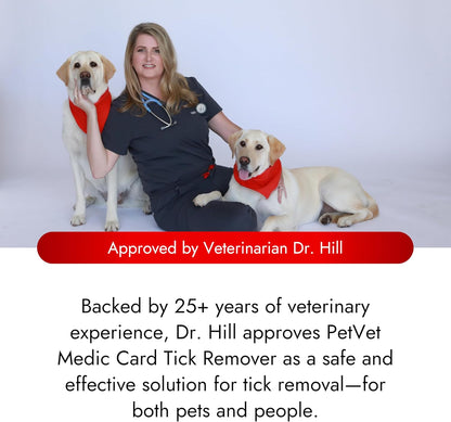 Pet Vet Tick Remover Card Wallet Sized (3 Pack) – Tick Removal Tool – Pet & Human Dog Tick Control - Safe, Pain-Free, Reliable, & Complete Removal of Big and Small Ticks – Dog Accessories