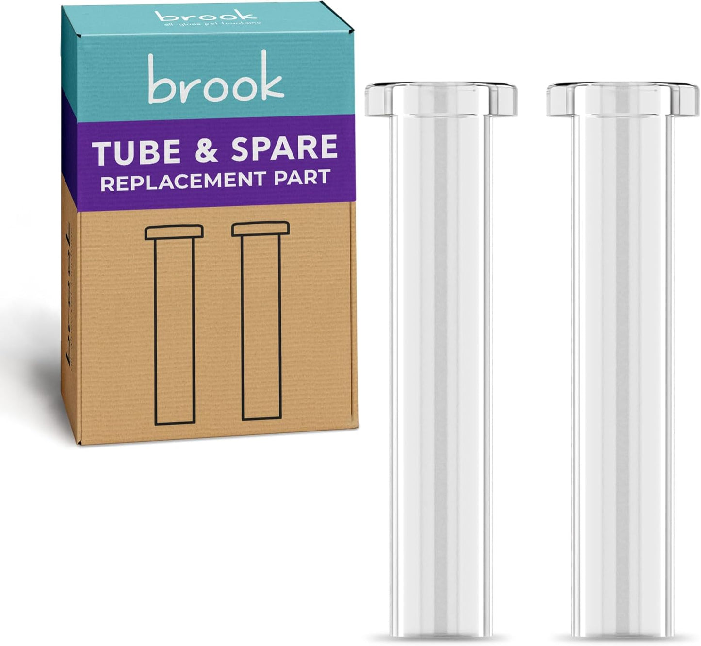 BROOK Tubes Replacement Part – 2 Glass Replacement Tube Spare Parts for The Brook All-Glass Cat Fountain (x2)
