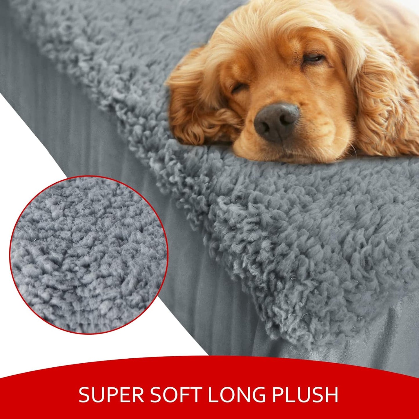 Dog Bed Covers Soft Plush Replacement Washable, Waterproof Pet Bed Liner Grey 36x27 Inches, for Dog/Cat, Cover Only