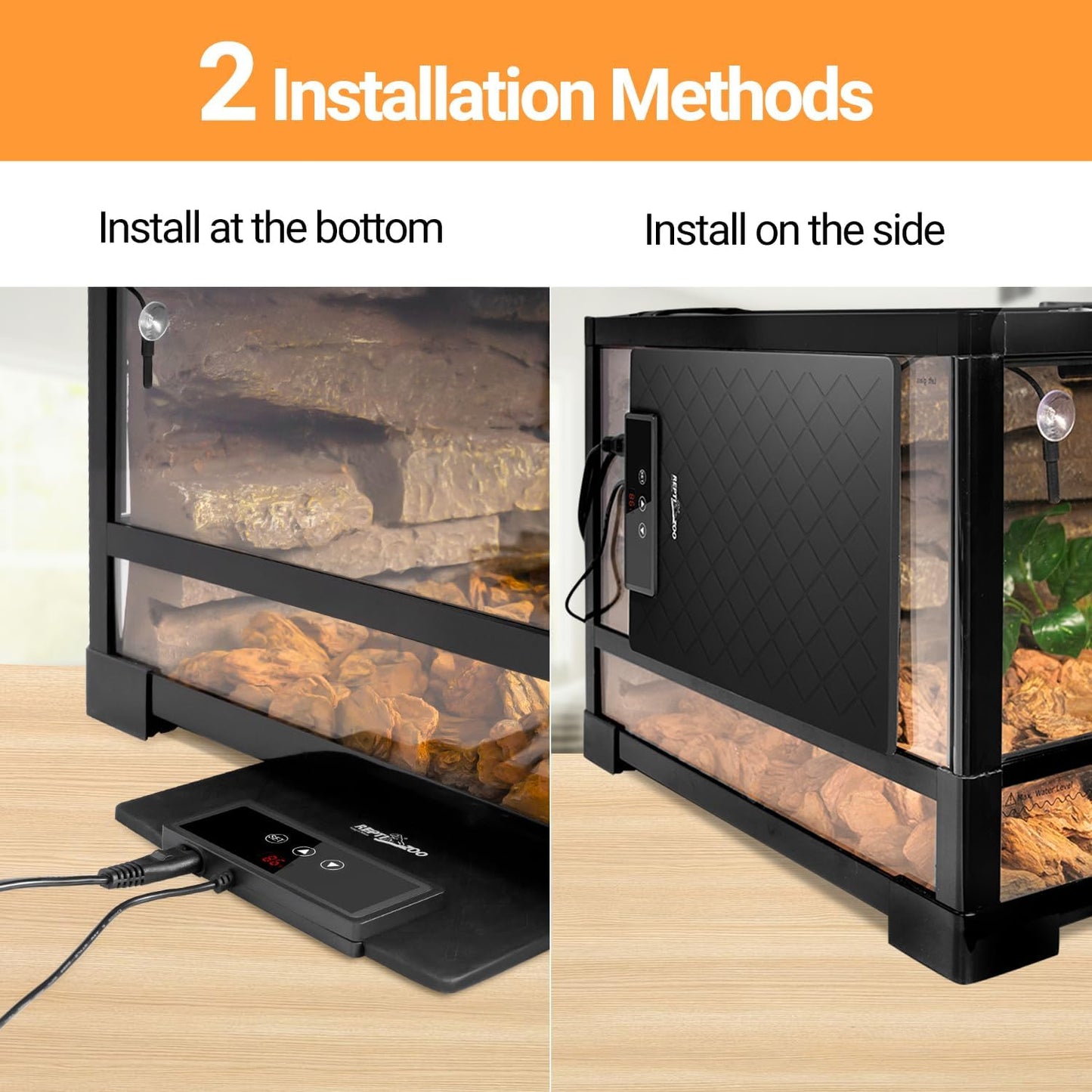 REPTI ZOO Reptile Heat Pad 8 in × 12 in, 23W Reptile Heat mat with Adjustable Thermostat for Turtles, Hermit Crabs, Bearded Dragons, Leopard Geckos, Snakes, Lizards